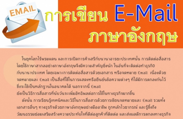 วิธีการเขียนอีเมล์ธุรกิจเป็นภาษาอังกฤษแบบมืออาชีพ - ฝึกอบรม สัมมนา  ฝึกอบรมฟรี สัมมนาฟรี คลิก Thai Training Zone